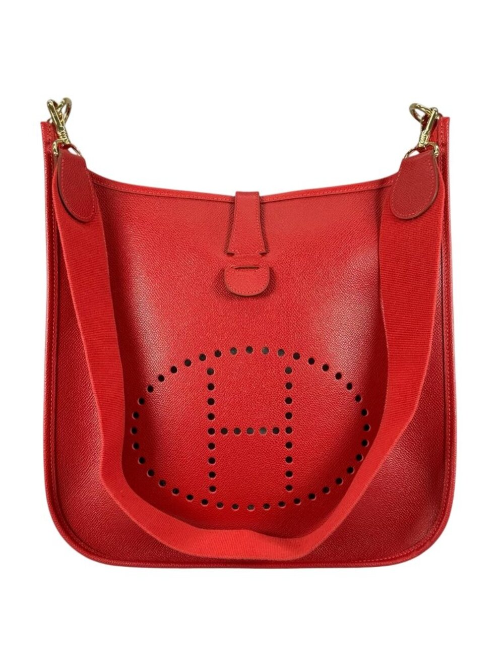 Hermes Evelyne GM Courchevel Leather Red Shoulder Bag Gold